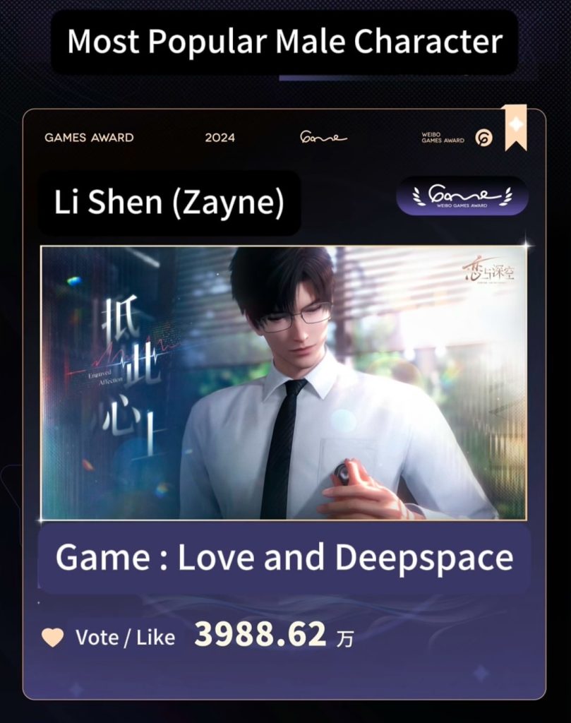 ตัวละครชายยอดนิยมของ Weibo Games Award 2024